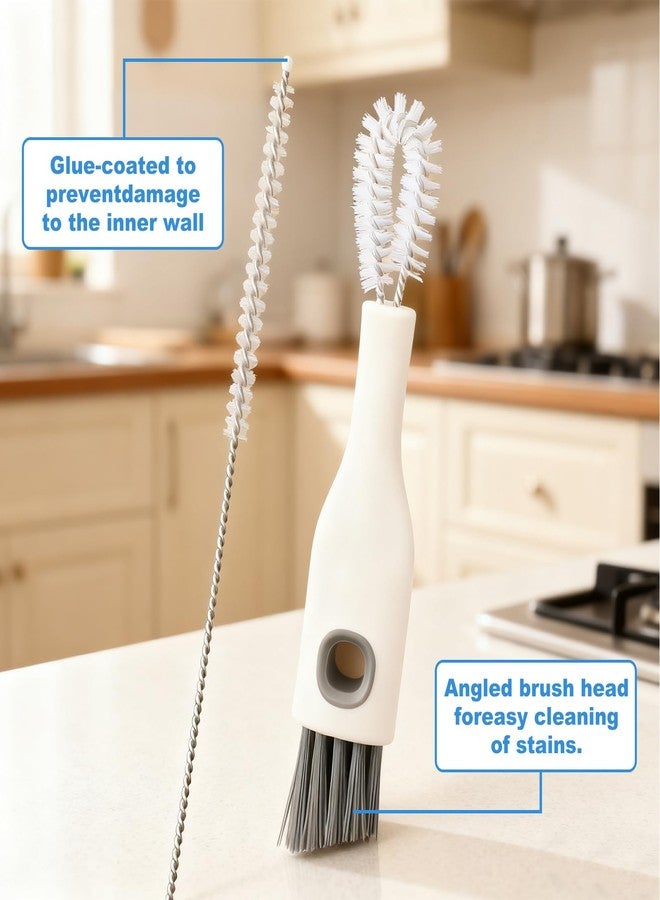 LUSTRIB 2pcs Cup Lid Cleaning Brush Set, Multifunctional Gap Cleaner & Straw Brush with Long Narrow and Short Wide Brushes, Portable Bottle Cleaning Kit for Baby Bottle, Sippy Cup, Teapot Spout, Tumbler Tubes - Image 5